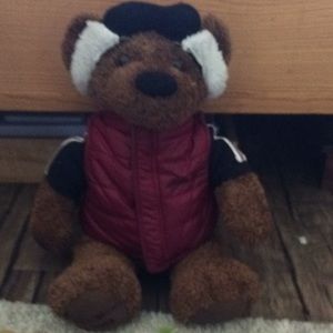 He is a soft teddy bear and A Jacket can come off